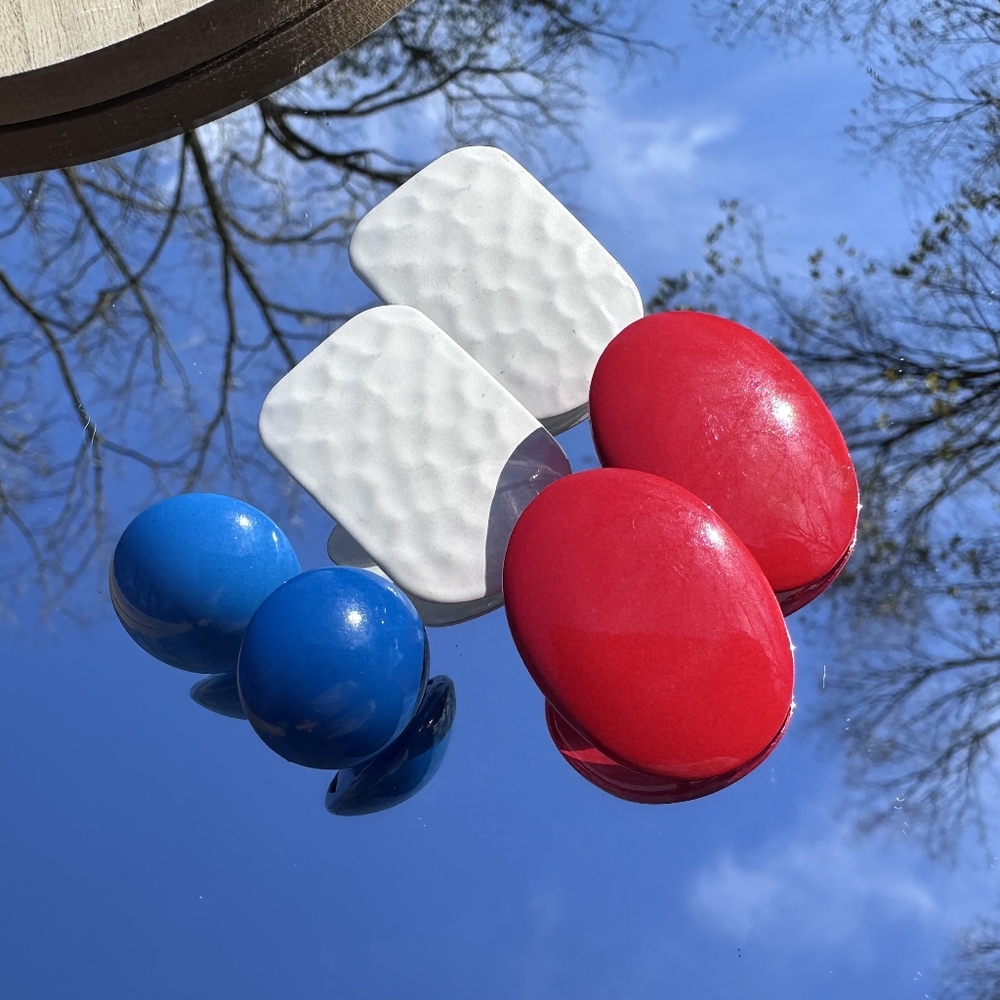Vintage Red, Blue, and White Statement Earrings Post-back's